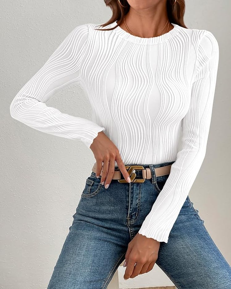 PRETTYGARDEN Textured Blouse