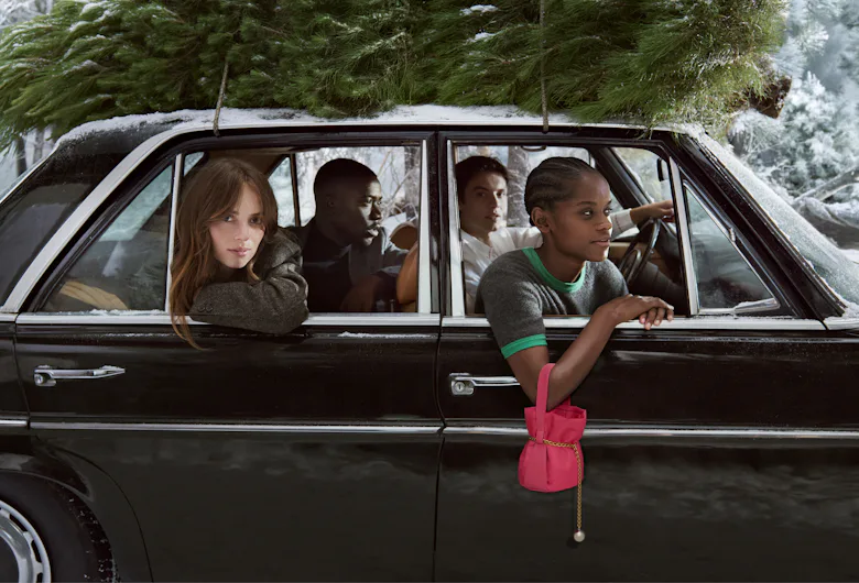 Prada holiday campaign Maya Hawke, Damson Idris, Louis Partridge, Letitia Wright