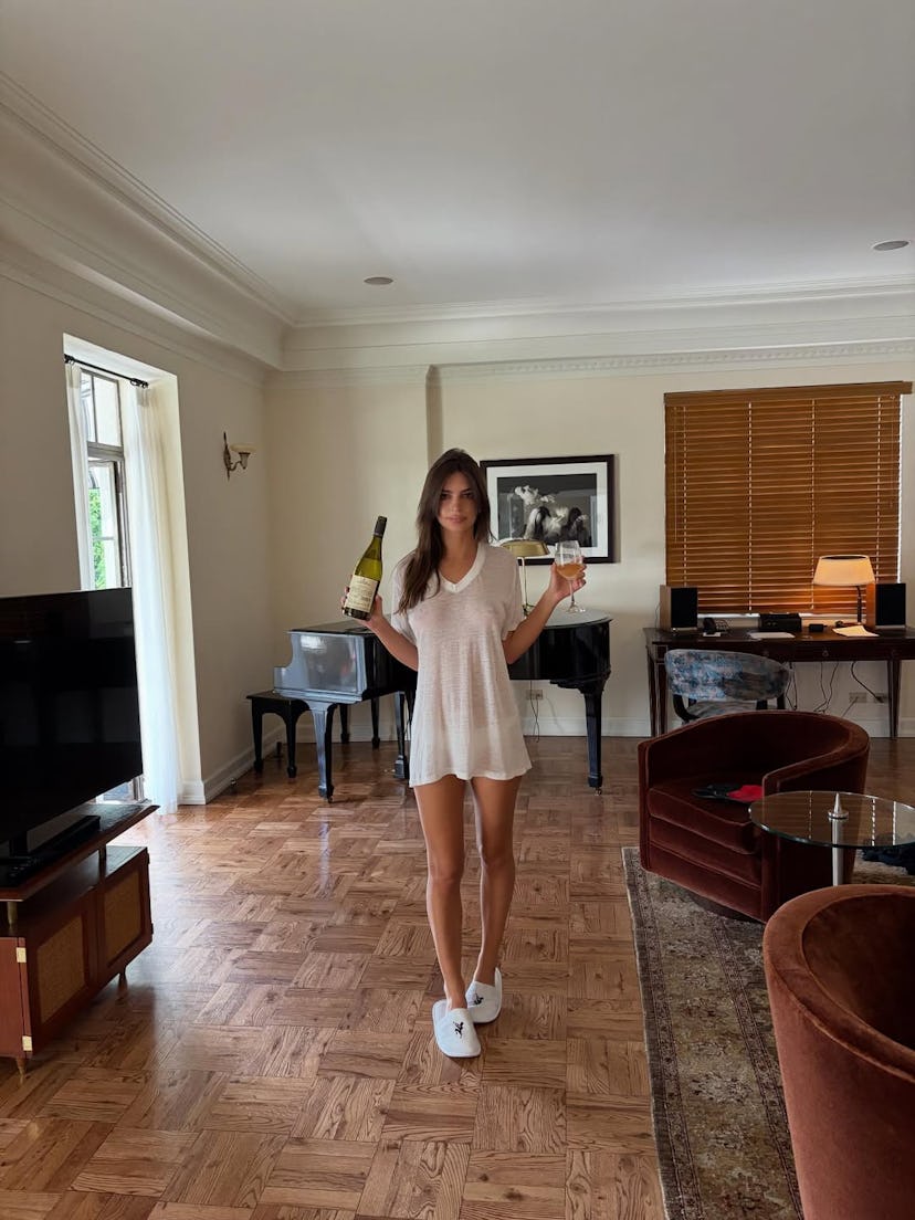 Emily Ratajkowski's nip-baring sheer T-shirt dress