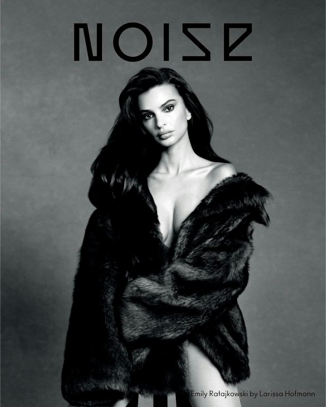 Emily Ratajkowski's naked fur coat on Beyond Noise cover