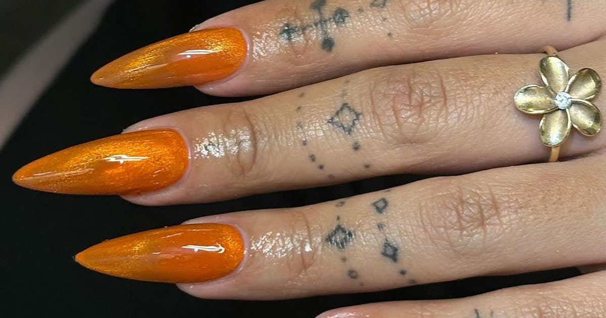 16 Orange Cat-Eye Mani Designs That Celebrate Taylor Swift's 'Showgirl' Era