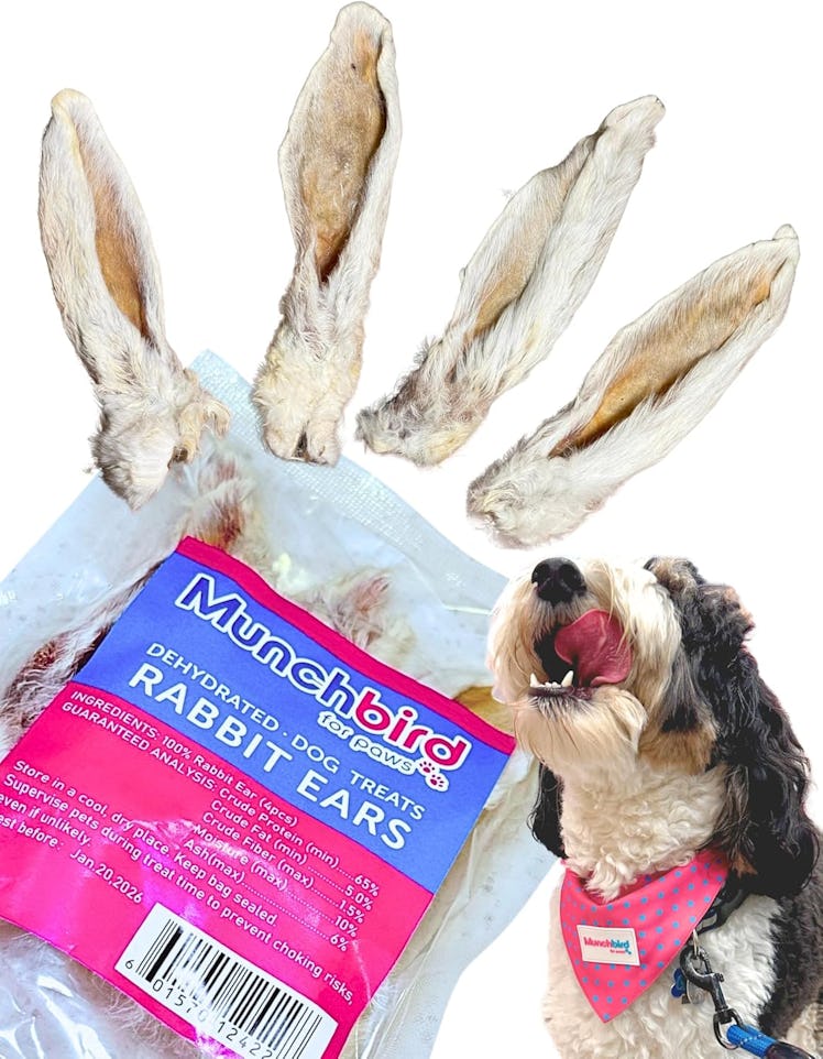 Munchbird Dehydrated Rabbit Ears for Dogs (4-Piece)