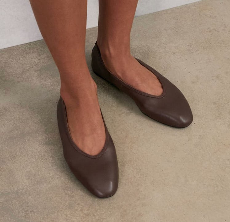 Dina Mesh Embellished Ballet Flats in Brown