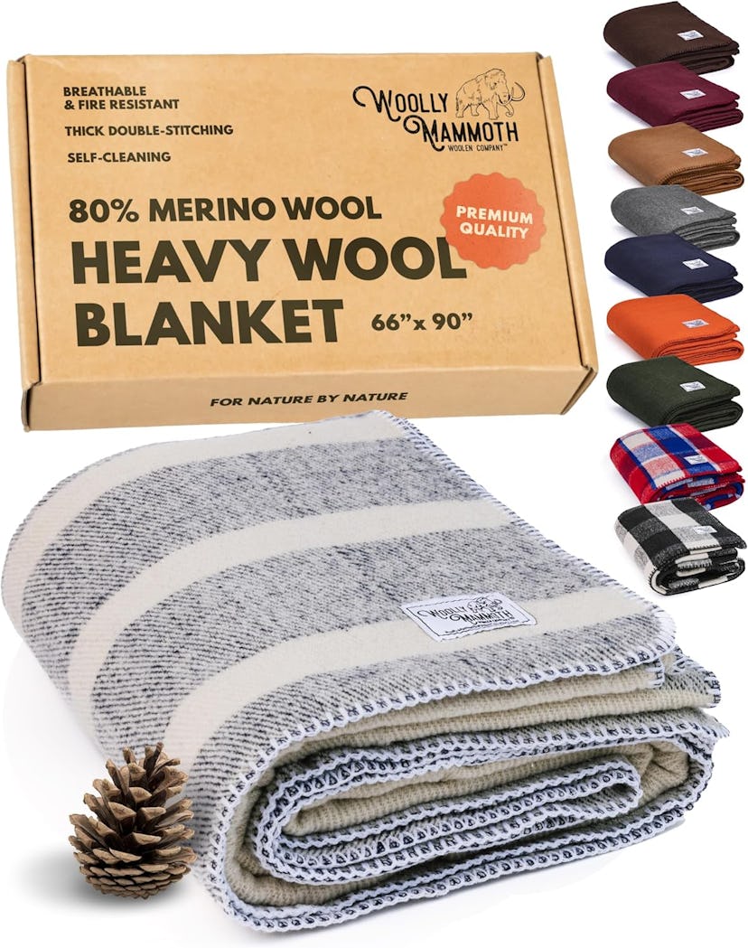 Woolly Mammoth Woolen Company Heavyweight Merino Wool Throw Blanket