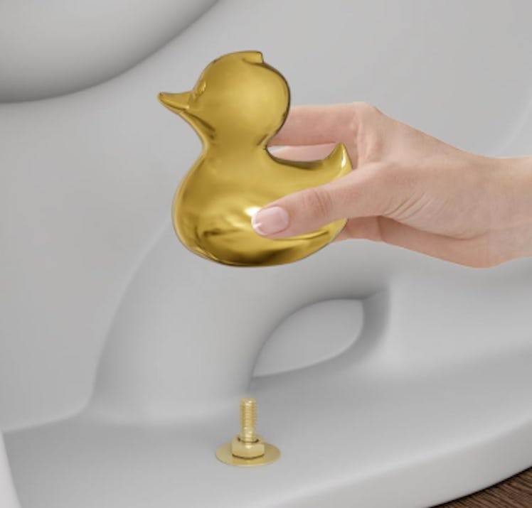MENNTY Ceramic Gold Duck Toilet Bolt Covers (2-Pack)