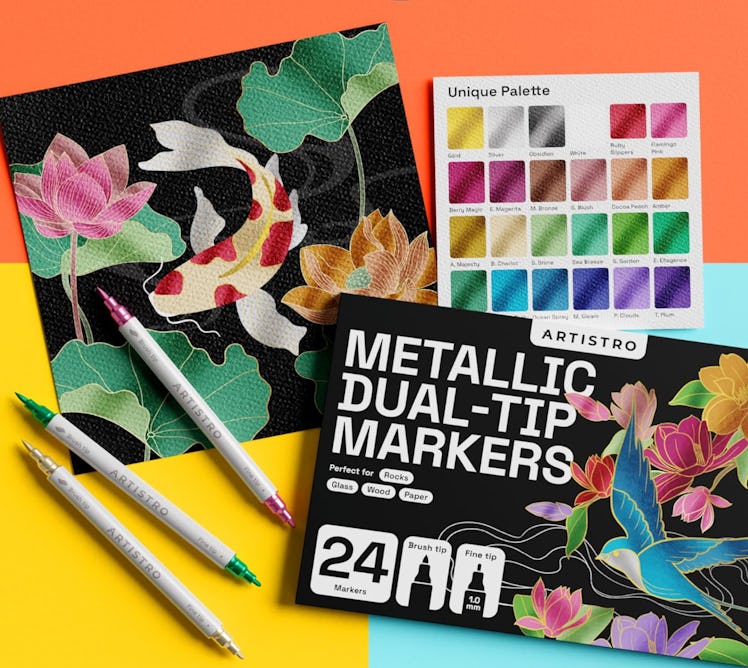  ARTISTRO Metallic Dual-Tip Paint Markers (24-Pack)