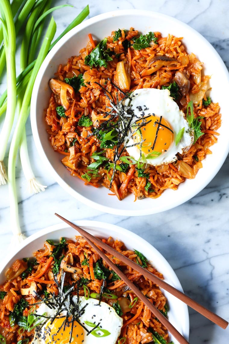 kimchi fried rice, in a story about inexpensive meals that stretch