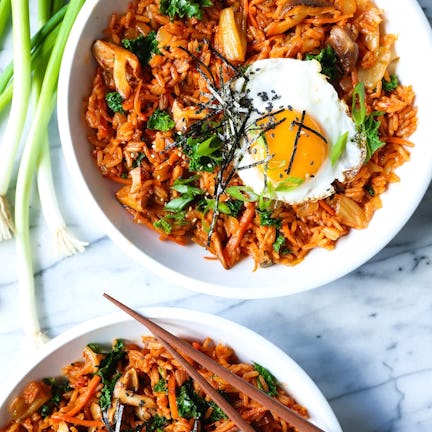 kimchi fried rice, in a story about inexpensive meals that stretch