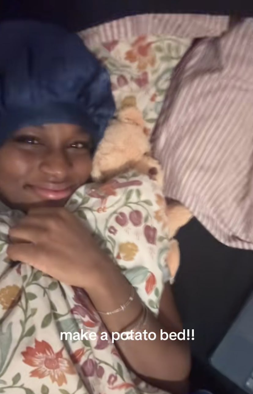 The comfy joy of a potato bed.