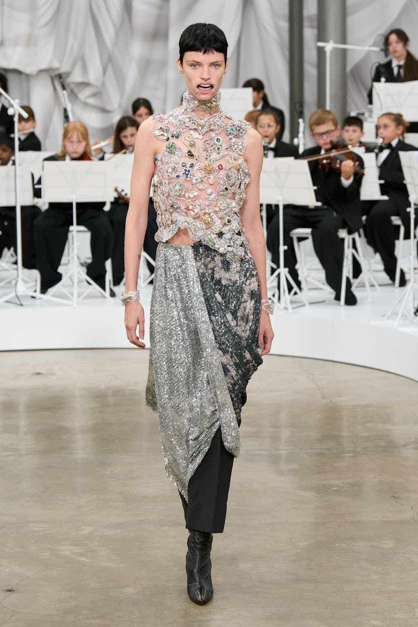 a look from maison margiela glenn martens new creative director's spring 2026 collection shown at pa...