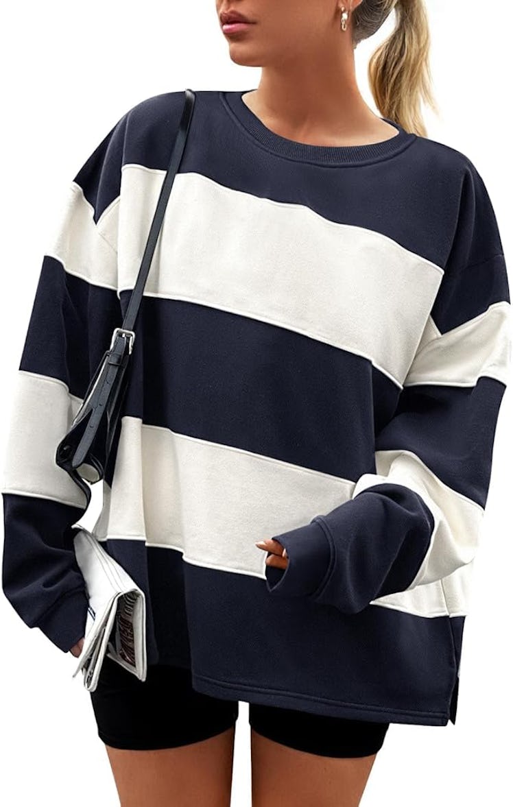 ZESICA Striped Pullover