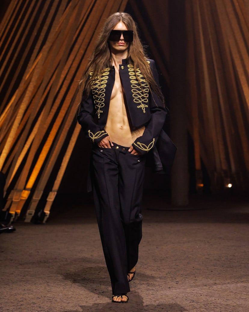 a look from mcqueen spring 2026 collection shown at paris fashion week