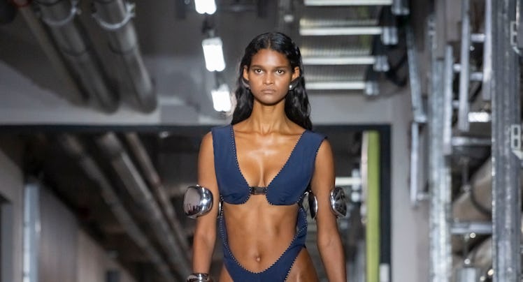 a look from duran lantink's debut jean paul gaultier spring 2026 collection shown at paris fashion w...