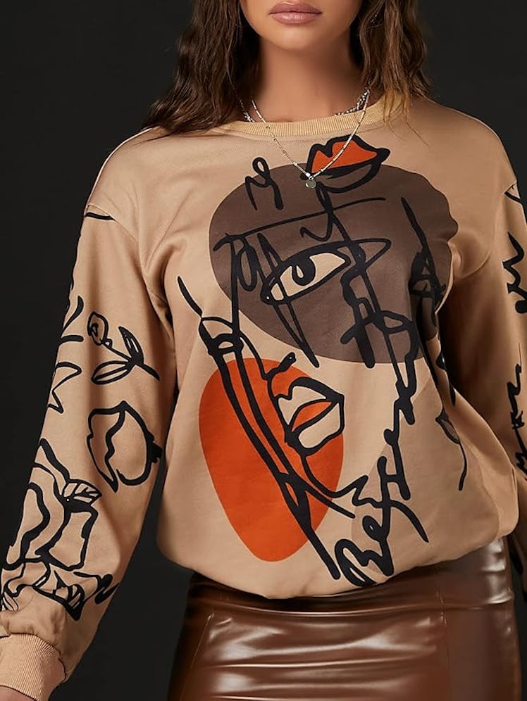 WDIRARA Graphic Print Sweatshirt 