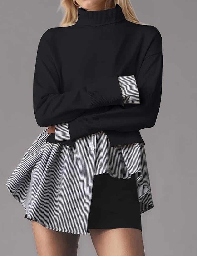 MISSACTIVER 2-In-1 Button-Down Asymmetrical Sweater