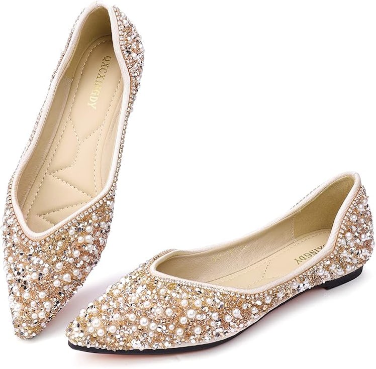 QXCXINGDY Rhinestone Flats