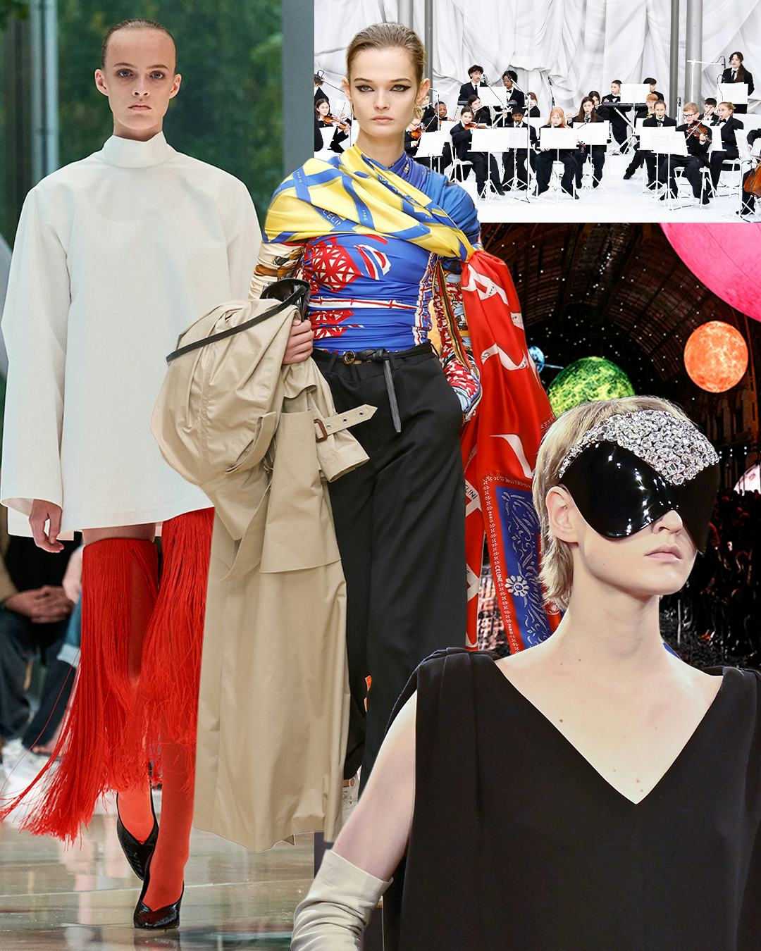 A collage from Paris fashion week spring 2026