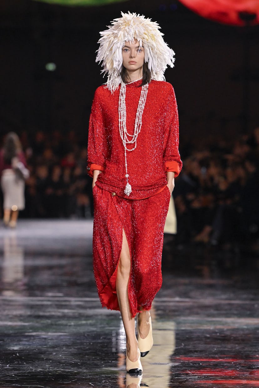 a model walks the runway during the Chanel Womenswear Spring/Summer 2026 show as part of Paris Fashi...