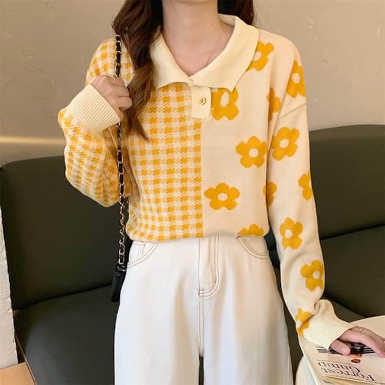 YEMOCILE Mixed-Print Sweater
