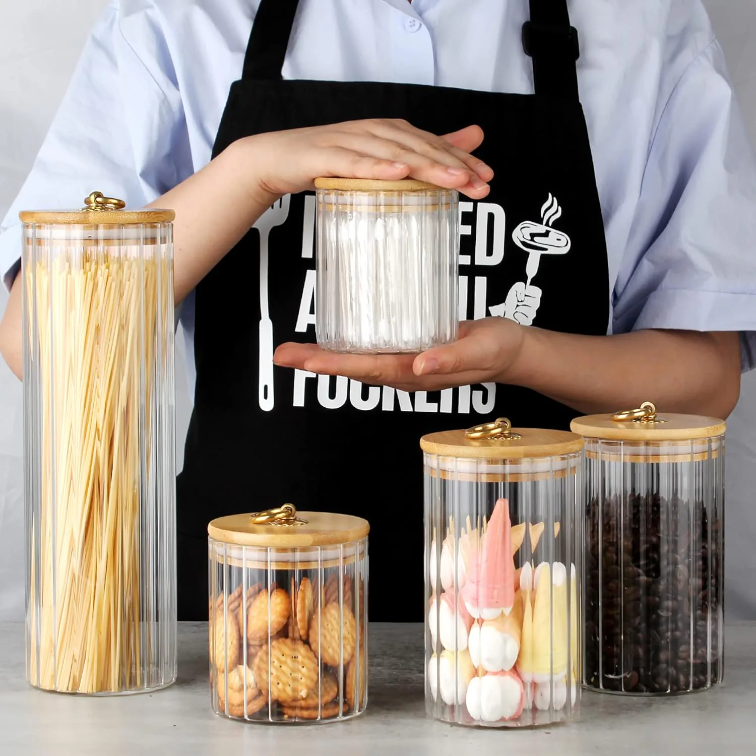 FANTESTICRYAN Glass Storage Jars (Set of 5)