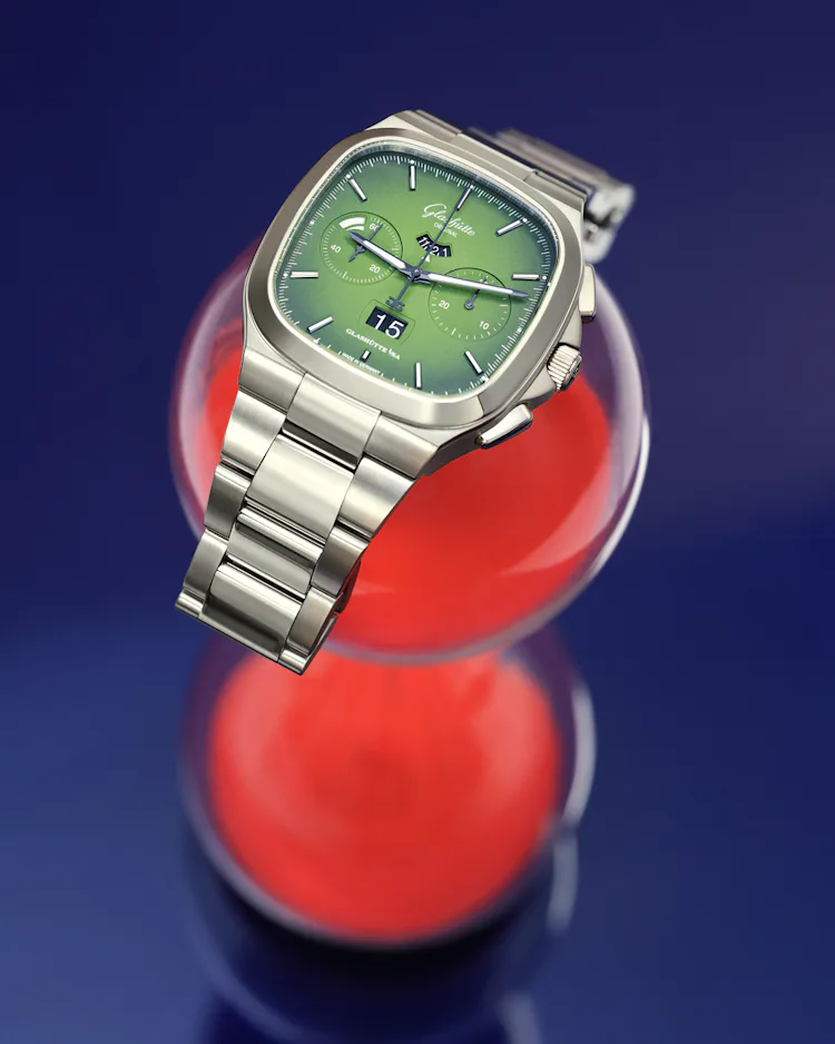 Glashutte original watch on an hourglass