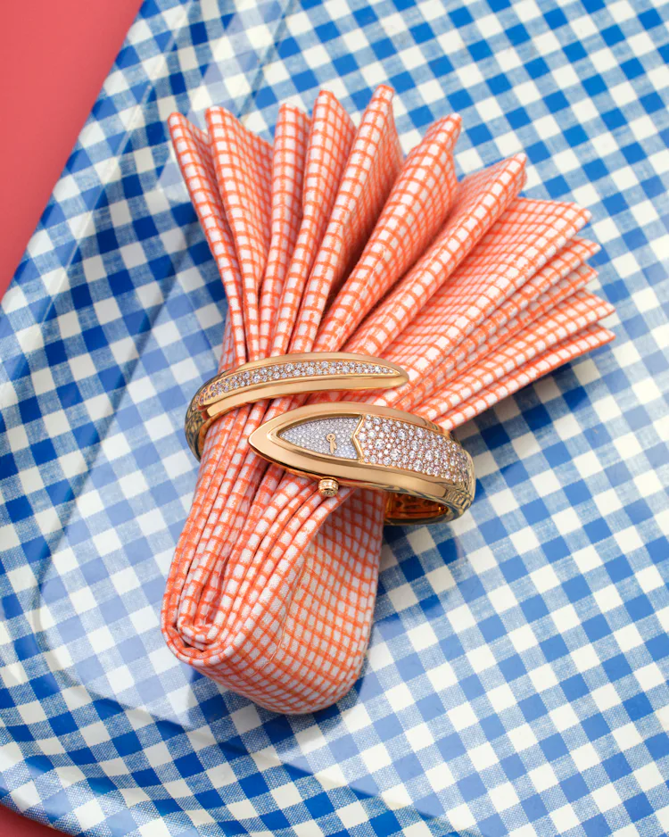 Bvlgari watch on a napkin