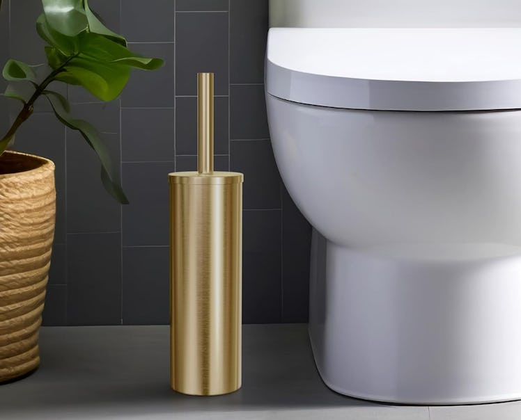 Novsix Gold Toilet Brush & Holder Set (2 Pieces)