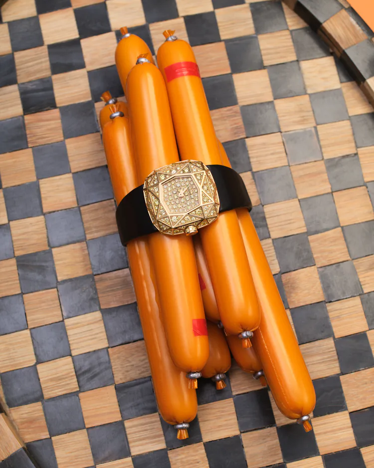 Tiffany & Co watch on a sausages