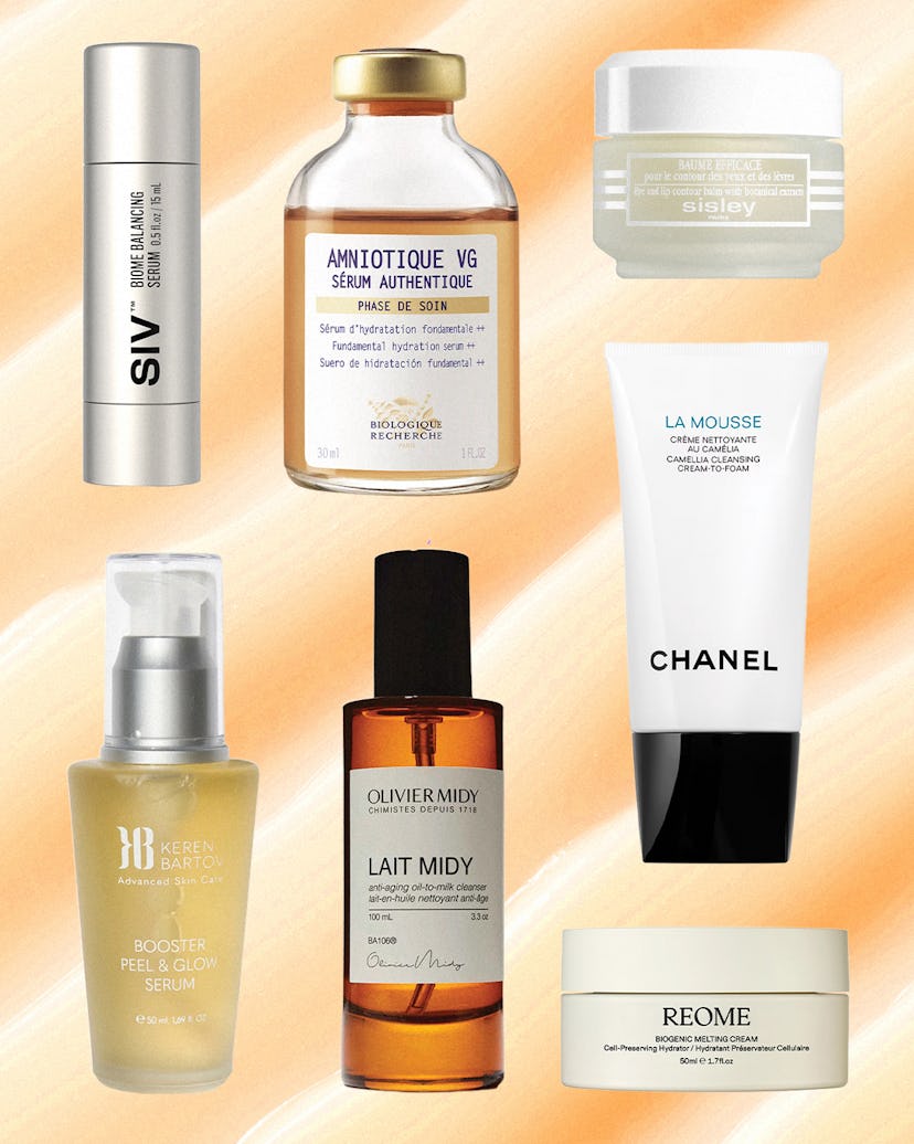 A collage of skincare products best for fall