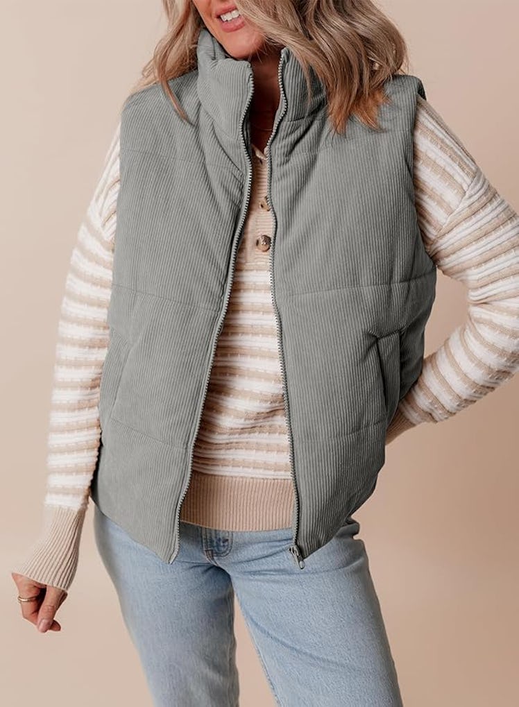 EVALESS Corduroy Puffer Vest