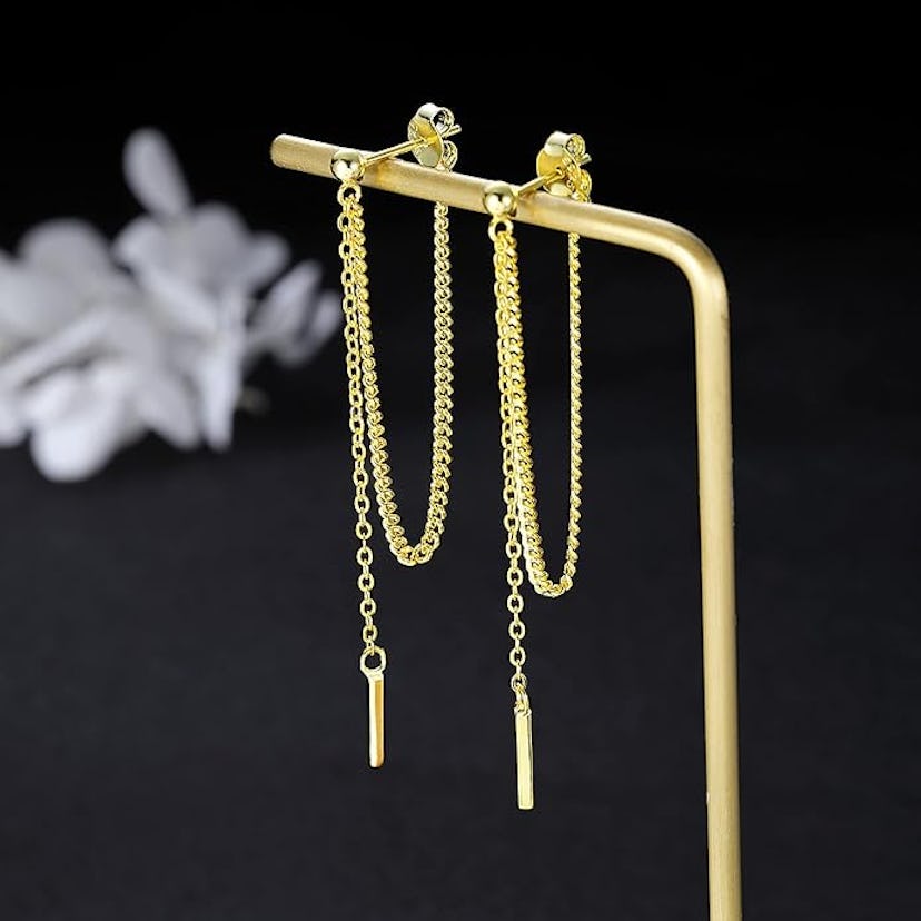 SLUYNZ  Threader Chain Dangle Earrings