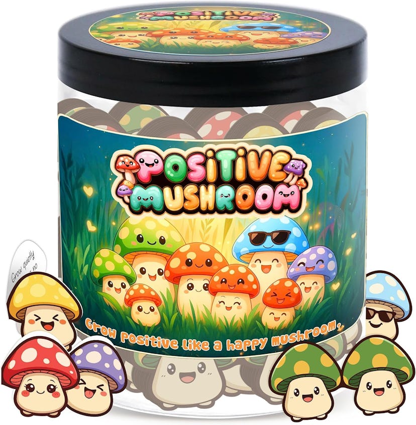 Dearmine Positive Mushroom Jar With 60 Daily Affirmation Cards