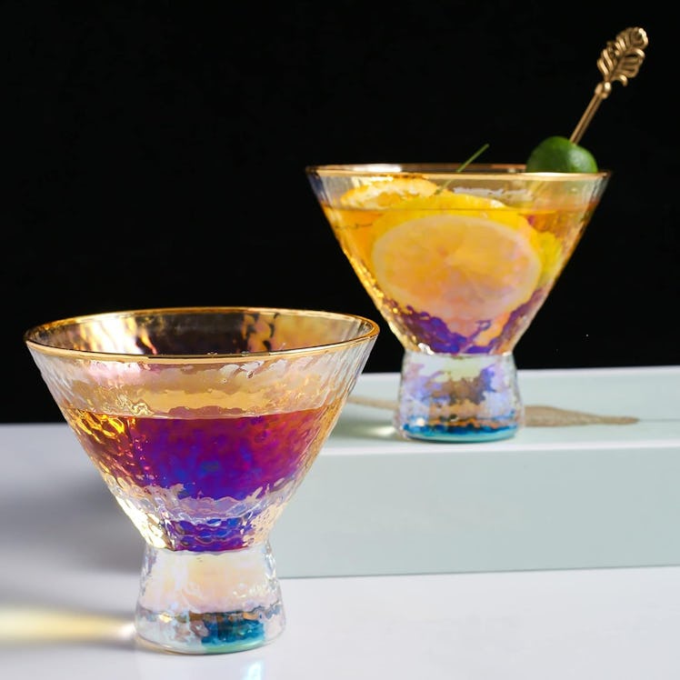 Lysenn Iridescent Stemless Martini Glasses (Set of 2)
