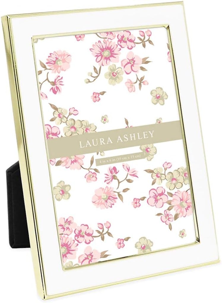 Laura Ashley 4x6 White and Gold Enamel Picture Frame