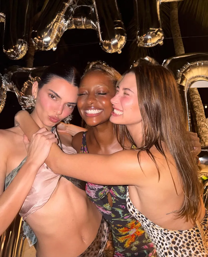 Hailey Bieber wore two string bikinis to Kendall Jenner's birthday party.