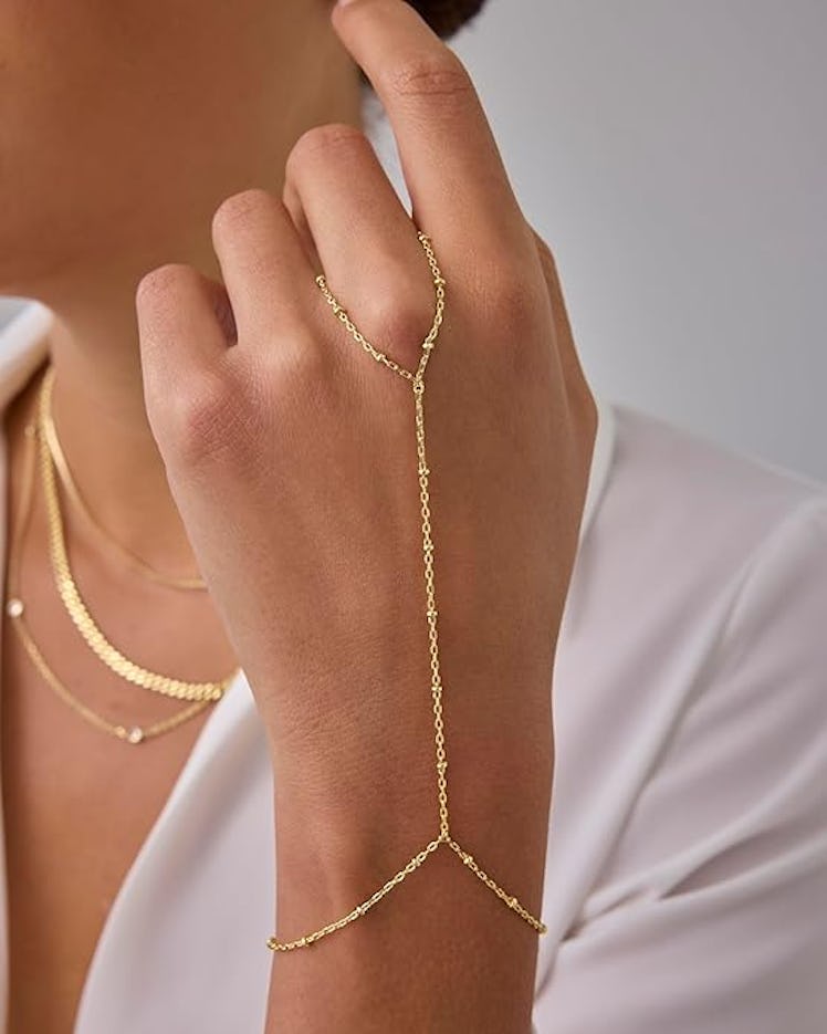 PAVOI 14-Karat Gold-Plated Hand Chain