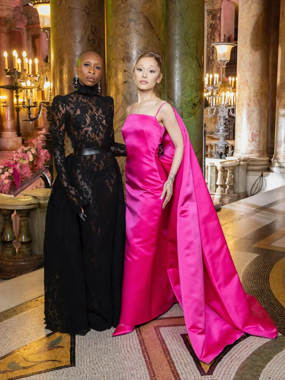 ariana grande black and pink dress Lucia Satin and Lace Midi Dress