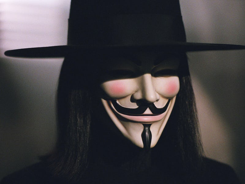 V (voiced by Hugo Weaving) in V for Vendetta