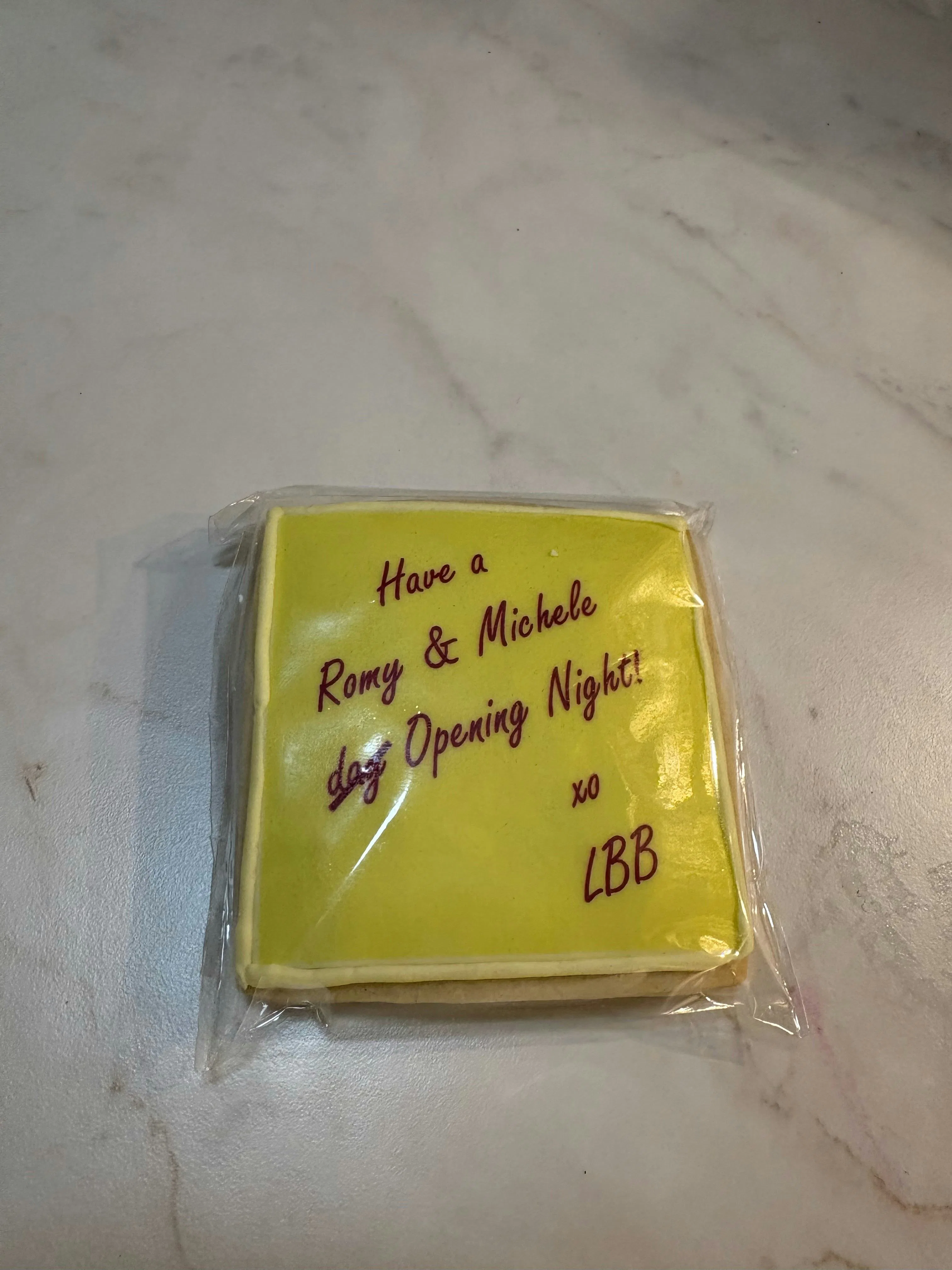 Opening night cookie from Showboy Bakeshop