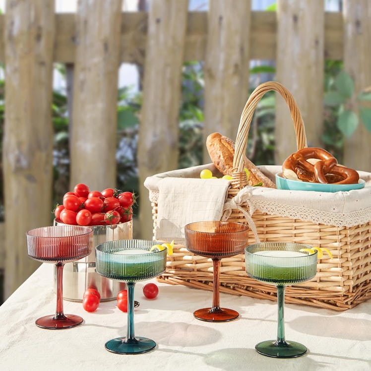 Khen Ribbed Martini Glasses (4-Pack)