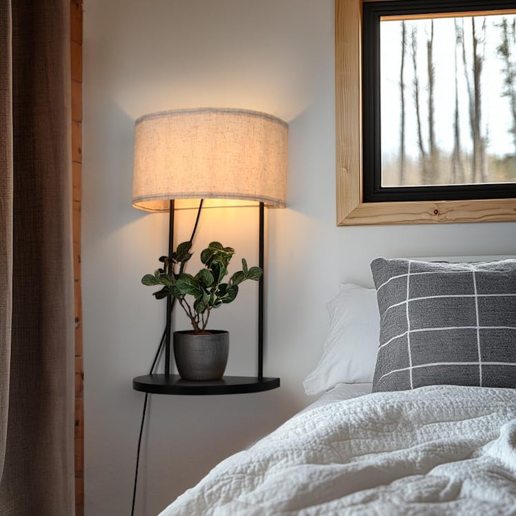 tebio Plug in Wall Sconce with Shelf