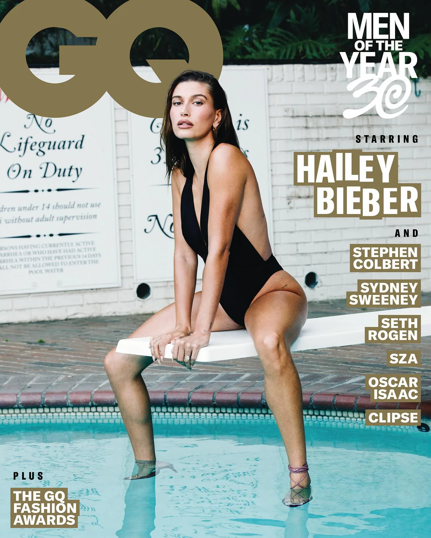 Hailey Bieber on the cover of 'GQ's Men of the Year issue.