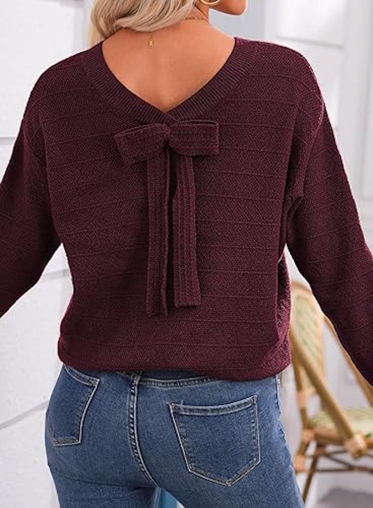EVALESS Back Bow Sweater