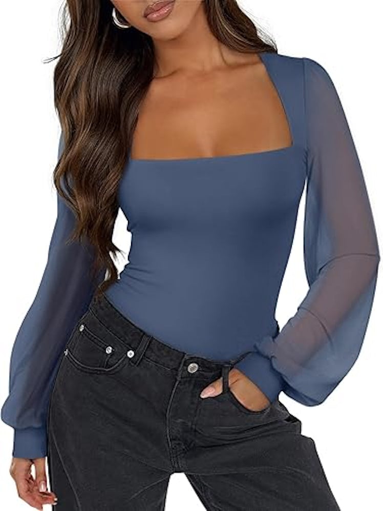 PINKMSTYLE Square Neck Bodysuit
