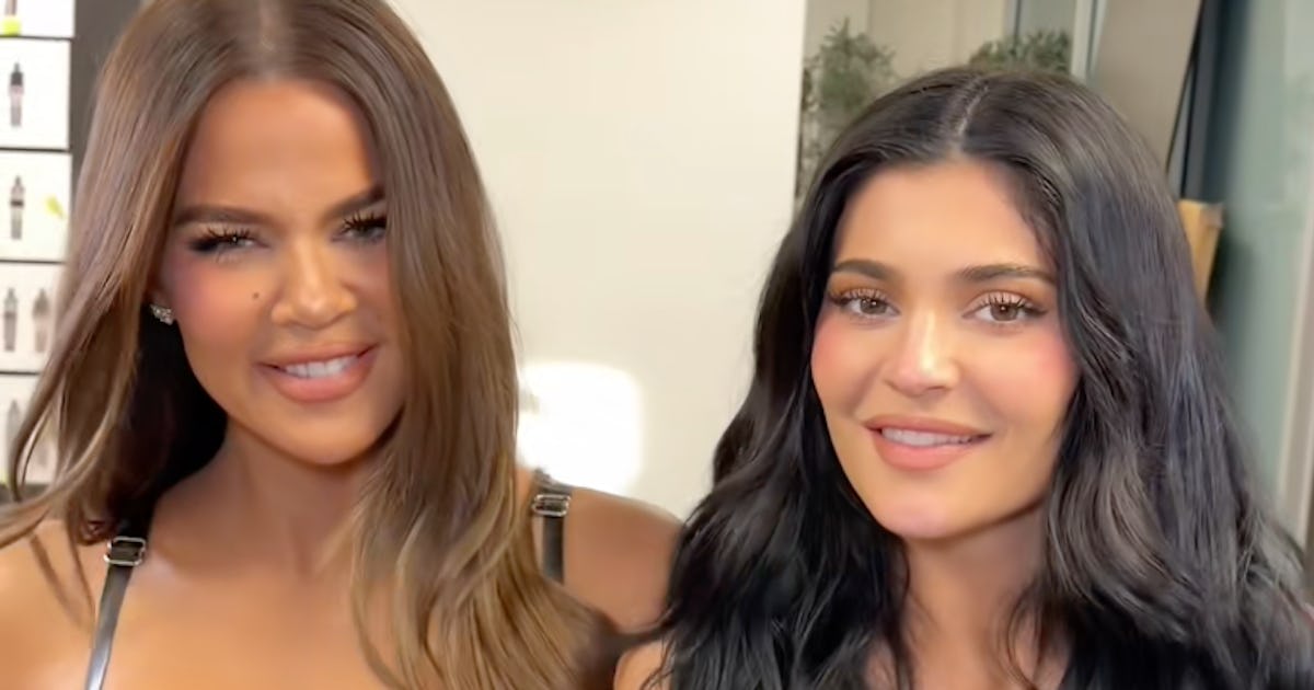 Kylie & Khloe Sported Latex & Whale Tails While Filming A Podcast Episode