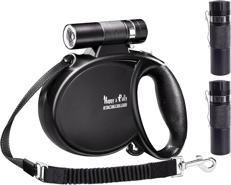 Happy & Polly Retractable Dog Leash with Flashlight