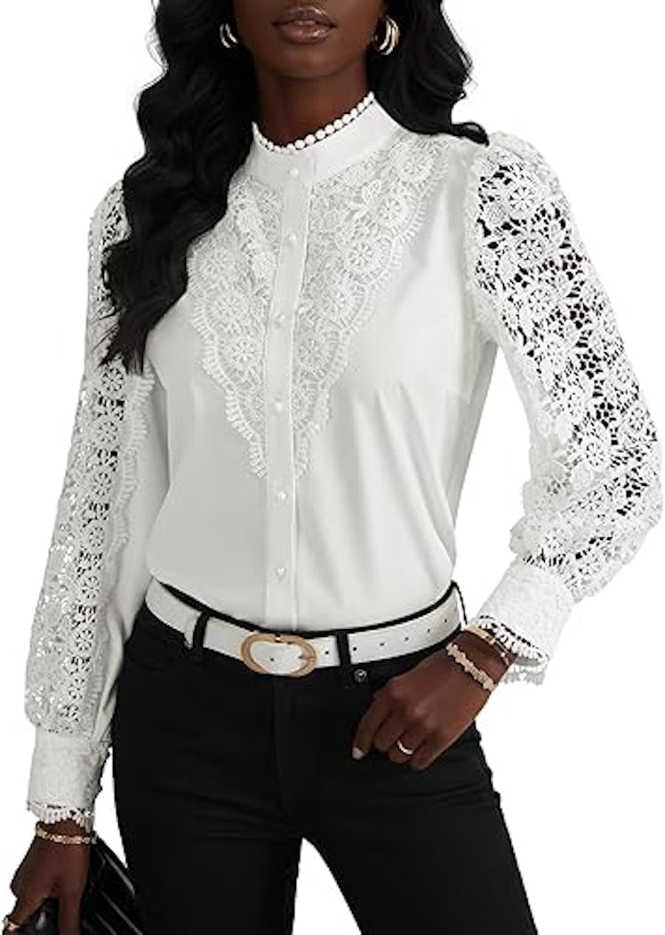 Rooscier Lace Mock Neck Top