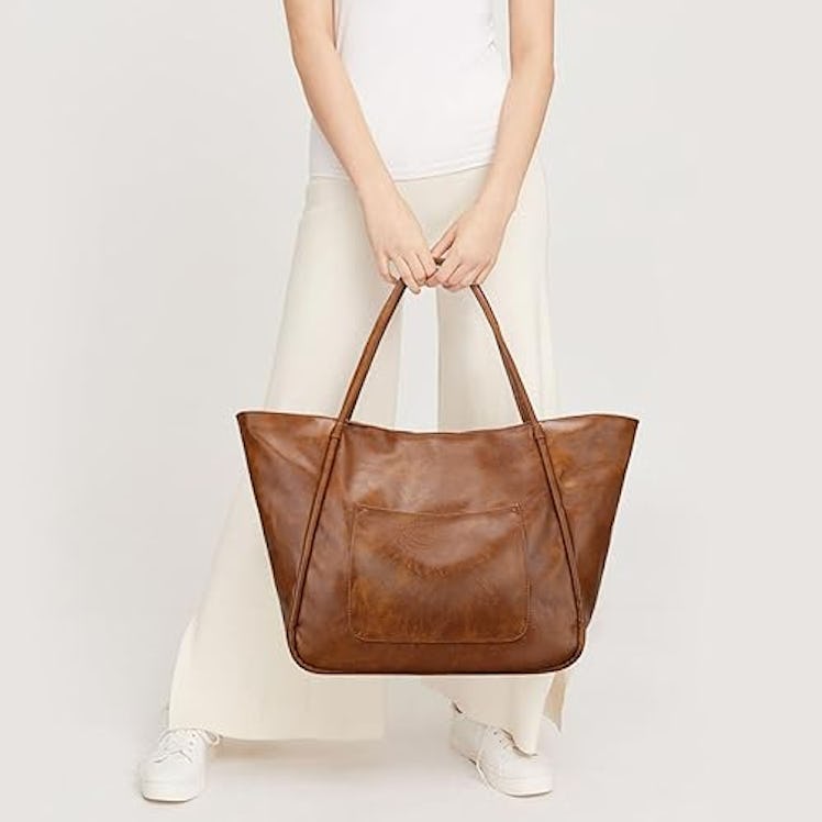  KKXIU Large Leather Tote Bag 