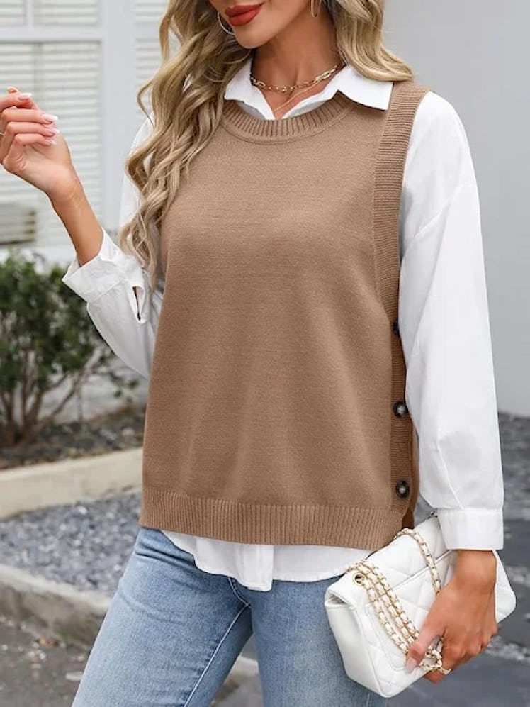 ANRABESS Side Button Sweater Vest