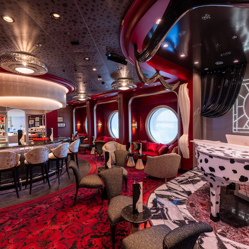 De Vil's piano bar on the new Disney Destiny cruise ship.